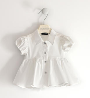 Particolare camicia per bambina a manica corta sarabanda BIANCO-0113