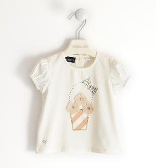 Elegante t-shirt per bambina con fiori in chiffon sarabanda