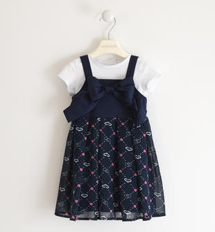 Abito per bambina con logo Sarabanda a cuore e t-shirt sarabanda NAVY-3854