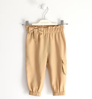 Pantalone bambina in 100% lyocell con tasca laterale sarabanda BEIGE-0734