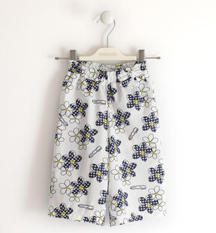Pantalone per bambina 100% cotone organico Fiat Nuova 500 sarabanda BIANCO-NAVY-6TA5