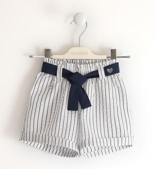 Pantalone corto per bambina fantasia rigata sarabanda NAVY-3854