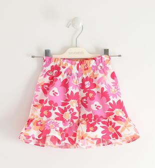 Pantalone corto per bambina 100% cotone fantasia floreale sarabanda BIANCO-FUCSIA-6TA6
