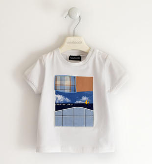 T-shirt per bambino con stampa e applicazioni sarabanda BIANCO-0113