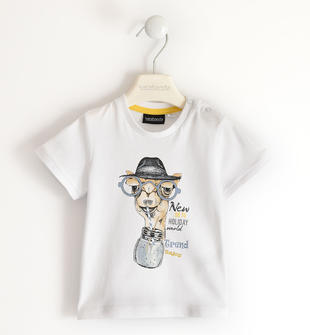 T-shirt 100% cotone con stampa simpatico cammello per bambino sarabanda BIANCO-0113