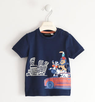 T-shirt in cotone organico per bambino con stampa fotosensibile Fiat Nuova 500 sarabanda NAVY-3854