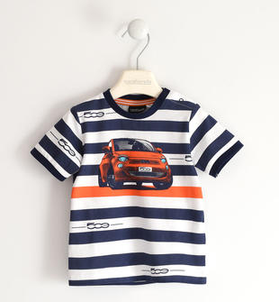 T-shirt per bambino 100% cotone organico Fiat Nuova 500 sarabanda BIANCO-NAVY-6SY8
