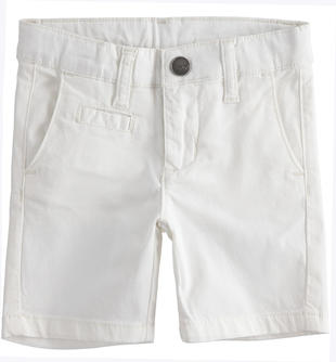 Pantalone corto per bambino in twill stretch di cotone sarabanda BIANCO-0113