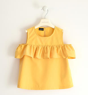 Camicia per bambina con balza arricciata sarabanda GIALLO-1626