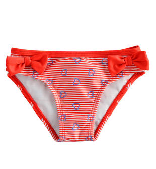 Costume mare modello slip per bambina con cuori e fiocchi sarabanda