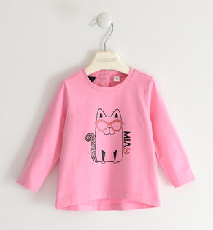 Maglietta bambina con gattino sarabanda ROSA-2413