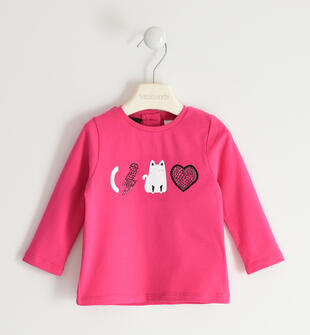 Maglia girocollo bambina in cotone sarabanda FUXIA-2437