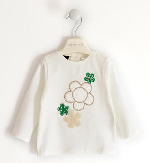 Maglia bambina girocollo con fiori sarabanda