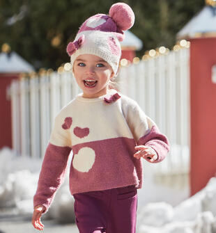 Maglione bambina in morbido tricot sarabanda ROSA ANTICO-2748