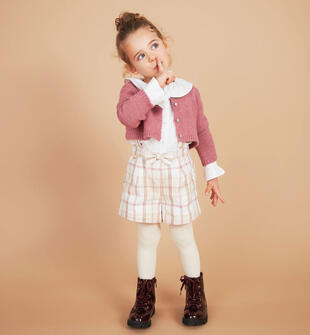 Pantaloncino bambina con bretelle sarabanda ROSA ANTICO-2748