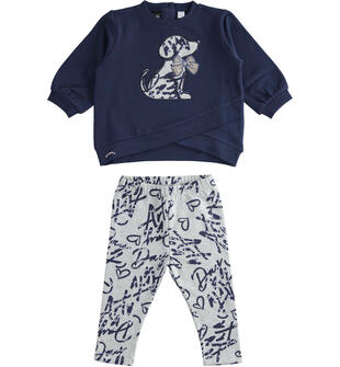 Completo bambina con cagnolino sarabanda NAVY-3854