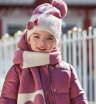 Berretto bambina con fiocco sarabanda ROSA ANTICO-2748