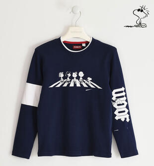 Maglietta 100% cotone Peanuts ragazzo sarabanda NAVY-3854