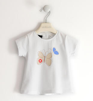 T-shirt bambina farfalle sarabanda BIANCO-0113