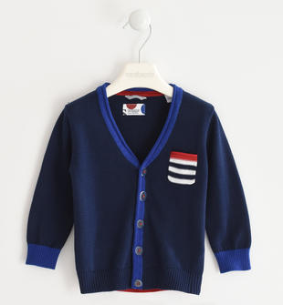 Cardigan in tricot 100% cotone con giochi di colore sarabanda