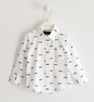 Camicia classica con micro fantasia sarabanda BIANCO-NAVY-6MN7