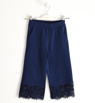 Grazioso pantalone in felpa stretch con trina sarabanda NAVY-3854