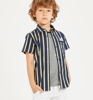 Camicia a manica corta in popeline stretch sarabanda OCRA-1536