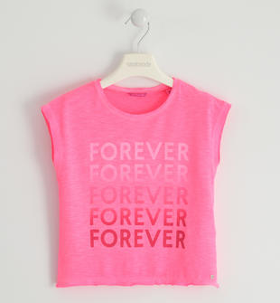 T-shirt in jersey fluo con stampa "Forever" sarabanda