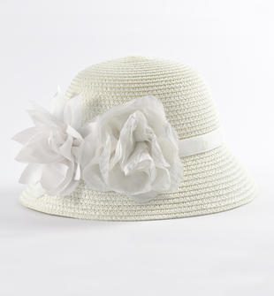 Elegante cappello in rafia con fiori sarabanda