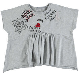 T-shirt bambina modello oversize in cotone con spalle calate sarabanda