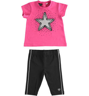 Completo in jersey maxi t-shirt e leggings pinocchietto sarabandapromo NERO-0658