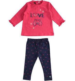 Completo maglietta con ruches e leggings con stampa all over sarabandapromo ROSSO-2354