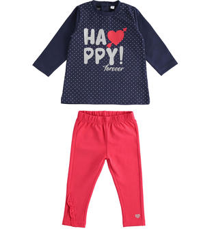 Completo in jersey con maglietta micro pois e leggings sarabandapromo NAVY-3854