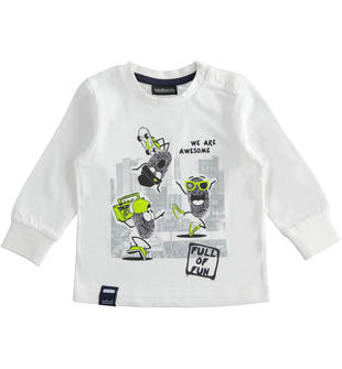 Maglietta maniche lunghe bambino 100% cotone con stampa sarabandapromo BIANCO-0113