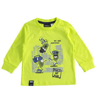 Maglietta maniche lunghe bambino 100% cotone con stampa sarabandapromo VERDE-5237