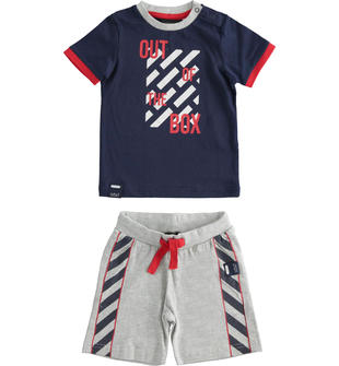 Completo per bambino due pezzi: t-shirt e pantalone corto sarabandapromo NAVY-3854