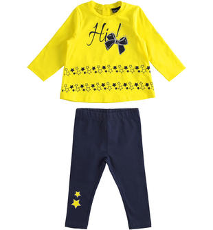 Completo bambina maglietta con stelle glitter e leggings sarabandapromo GIALLO-1434