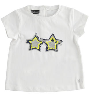 T-shirt bambina con stelle di paillettes reversibili sarabandapromo BIANCO-0113