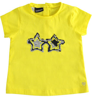 T-shirt bambina con stelle di paillettes reversibili sarabandapromo GIALLO-1434