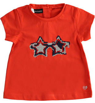 T-shirt bambina con stelle di paillettes reversibili sarabandapromo ORANGE-2234