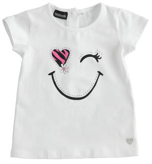 T-shirt bambina con strass sarabandapromo BIANCO-0113