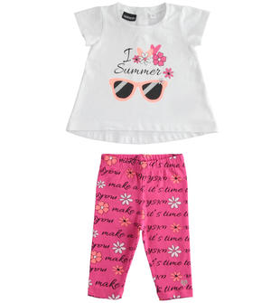 Completo bambina maxi t-shirt e leggings pinocchietto sarabandapromo BIANCO-0113
