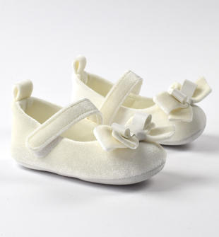 Scarpe neonata in ciniglia per cerimonia minibanda PANNA-0112