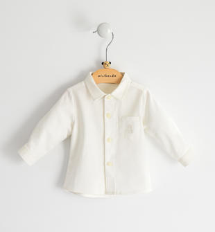 Camicia per neonato in twill 100% cotone minibanda PANNA-0112