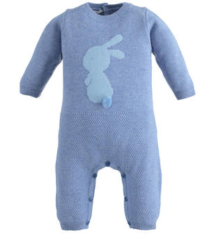 Tutina in tricot con coniglietto e pompon minibanda CARTA ZUCCHERO MELANGE-8853