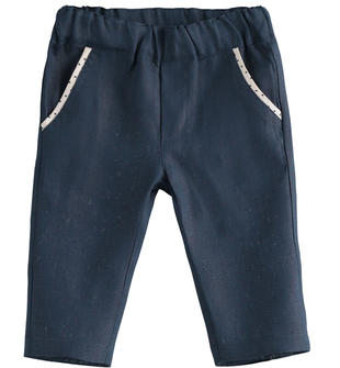 Elegante pantalone 100% lino minibanda NAVY-3885