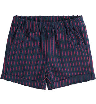Pantalone corto in seersucker rigato 100% cotone minibanda NAVY-3854