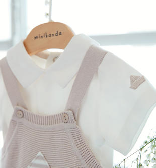 Completo Minibanda t-shirt e salopette in tricot minibanda BEIGE-0434
