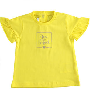 T-shirt in jersey stretch "You are perfect" minibanda GIALLO-1434