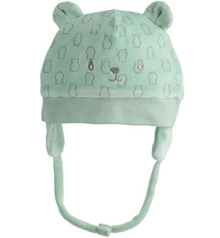 Cappellino in ciniglia con orecchie minibanda VERDE-GRIGIO-6RD3